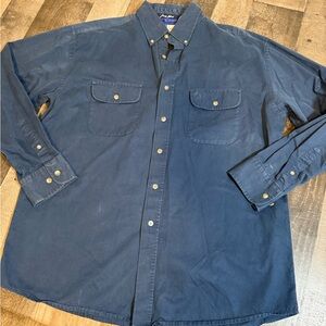Wrangler George Strait Cowboy Cut Button Down Shirt Navy Blue Size L